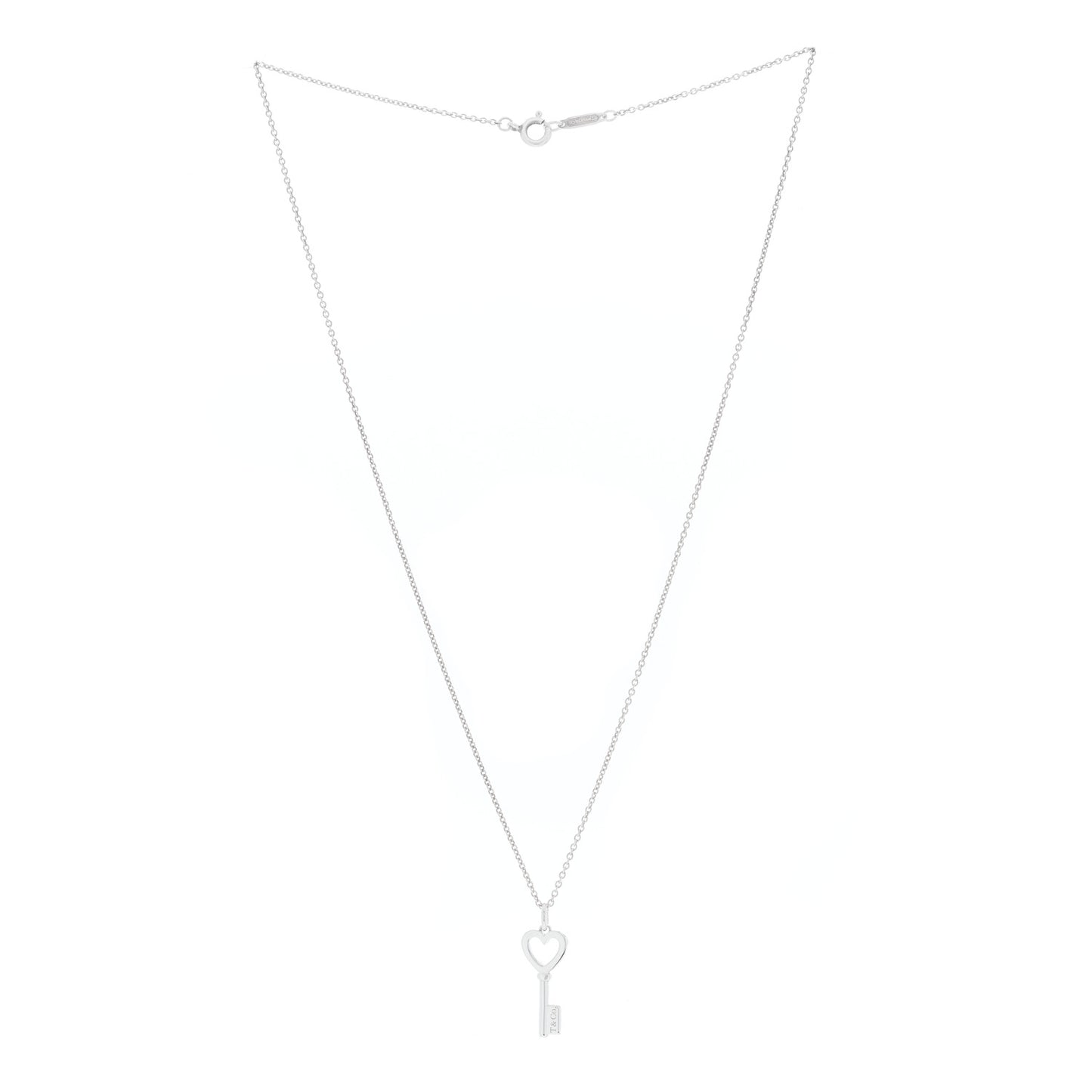 Sterling Silver Mini Heart Key Pendant Necklace