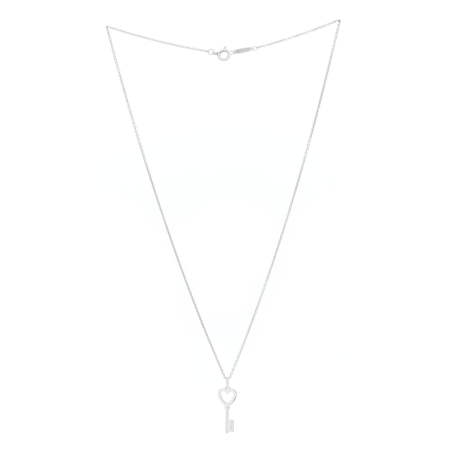 Tiffany Sterling Silver Mini Heart Key Pendant Necklace 2 of 4