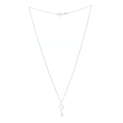 Tiffany Sterling Silver Mini Heart Key Pendant Necklace 2 of 4