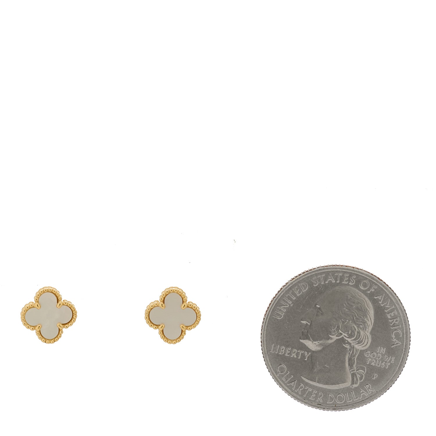 Van Cleef & Arpels 18K Yellow Gold Mother of Pearl Sweet Alhambra Earrings 2 of 5