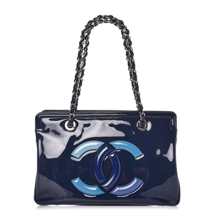 Chanel Vinyl Lipstick Ligne Tote Dark Navy Blue 1 of 8