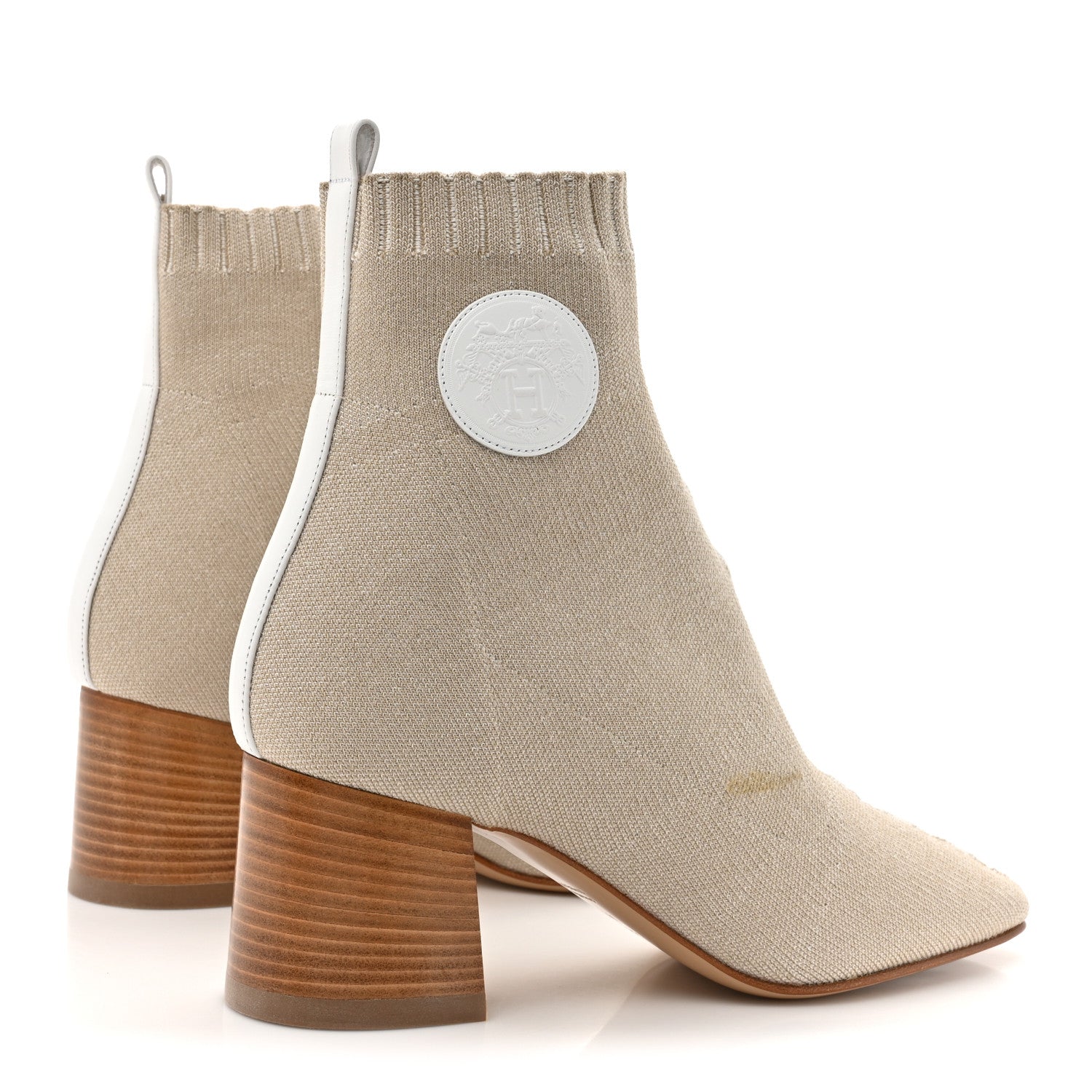 Hermes Knit Calfskin Volver 60 Ankle Boots 38.5 Nocciola 5 of 10
