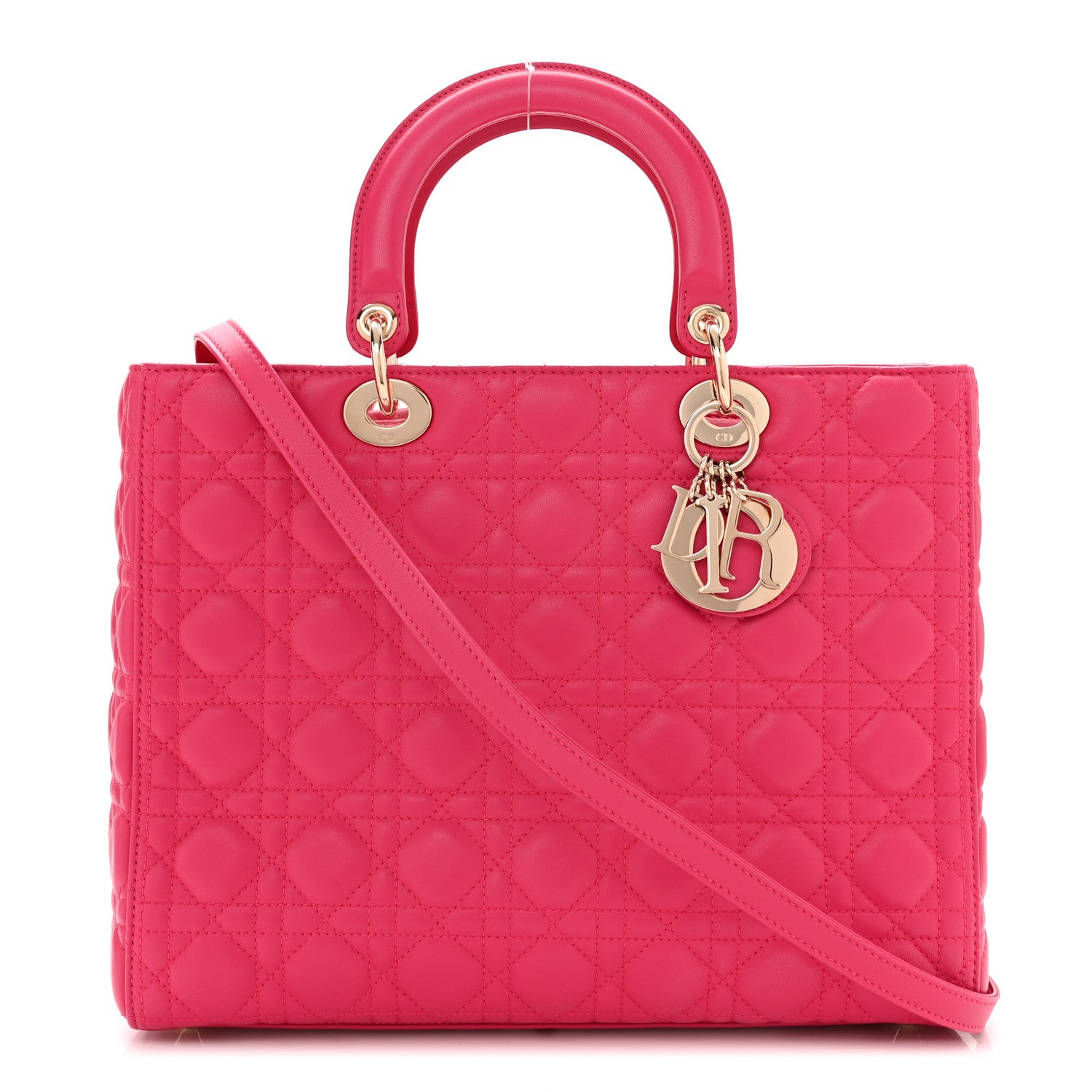 Christian Dior Lambskin Cannage Large Lady Dior Fuchsia 1 of 10