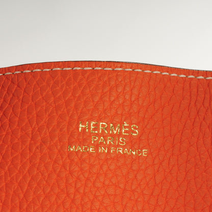 Hermes Taurillon Clemence Double Sens 45 Reversible Tote Orange Gris Perle 6 of 7