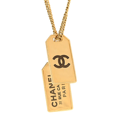 Chanel ID Dog Tag Charm Necklace Gold 4 of 7