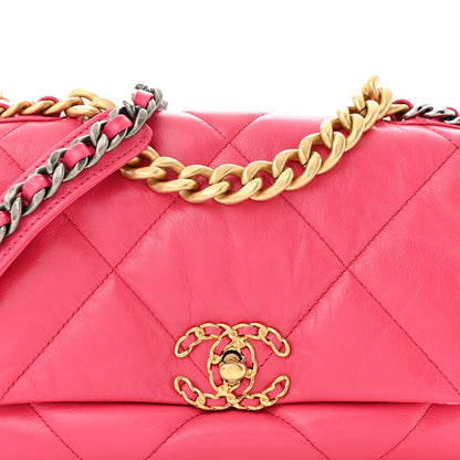 Chanel Goatskin Quilted Medium Chanel 19 Flap Pink 8 of 11