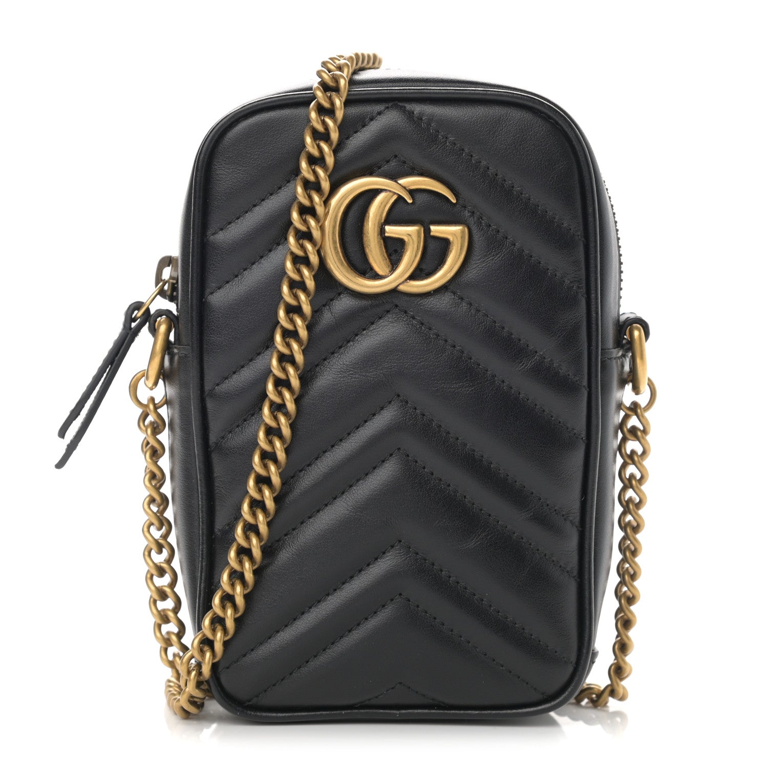 Gucci Calfskin Matelasse Mini GG Marmont Crossbody Bag Black 1 of 12