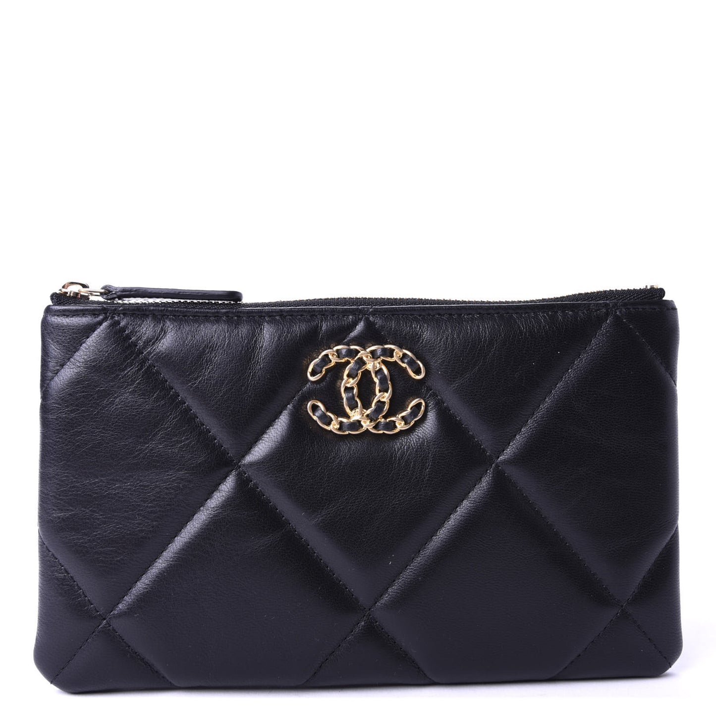 Goatskin Quilted 19 Cosmetic Case Black