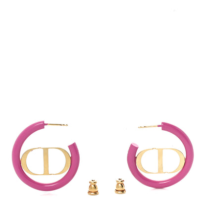 Christian Dior Metal Enamel 30 Montaigne Hoop Earrings Pink Gold 3 of 4