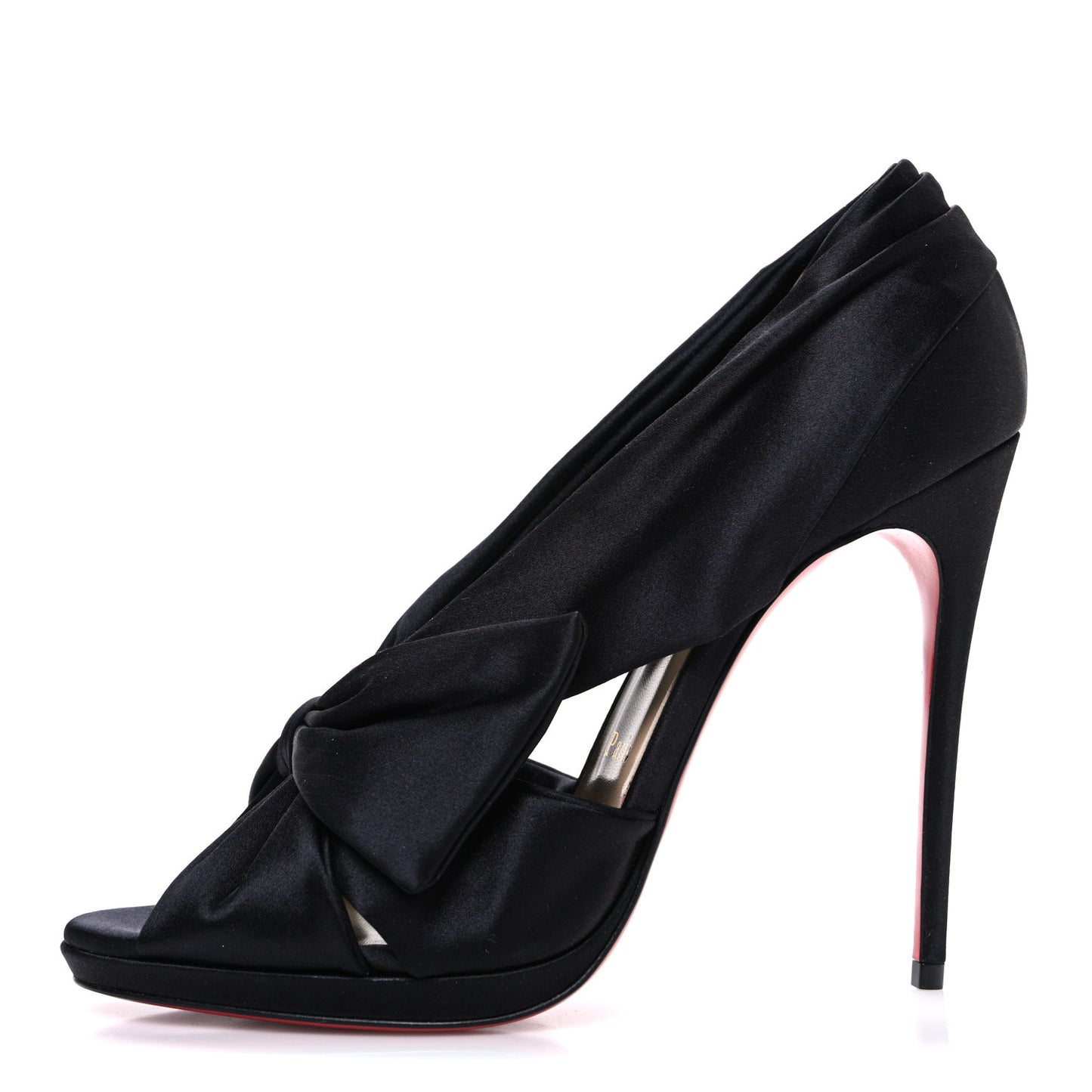 Satin Crepe Cosmolip Bow 120 Sandals 38.5 Black
