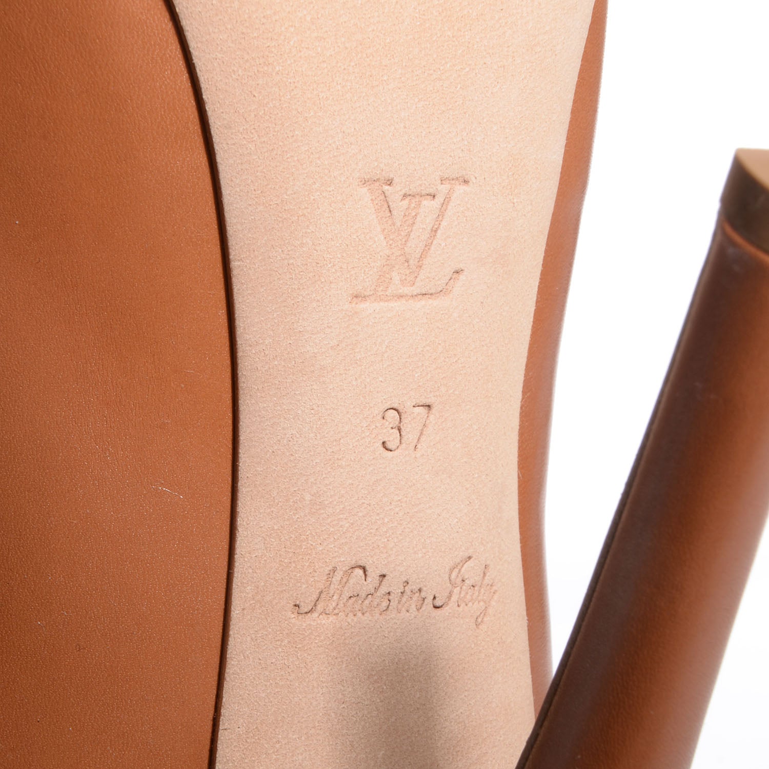 Louis Vuitton Smooth Calfskin Oh Really Peep Toe Pumps 37 Tan 6 of 6