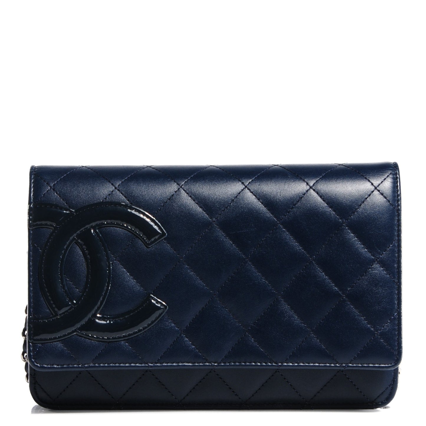 Calfskin Quilted Cambon Wallet On Chain WOC Navy