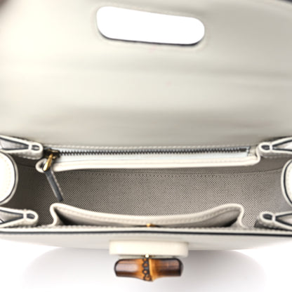 Gucci Boarded Dyana Lux Calfskin Web Small Bamboo 1947 Top Handle Bag Mystic White 5 of 8