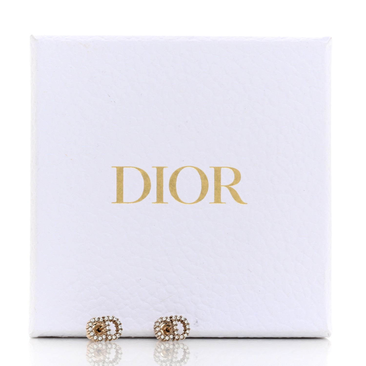 Christian Dior Strass Crystal CD Earrings Gold 5 of 5