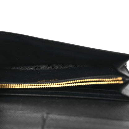 Prada Saffiano Metal Continental Flap Wallet Black 5 of 14