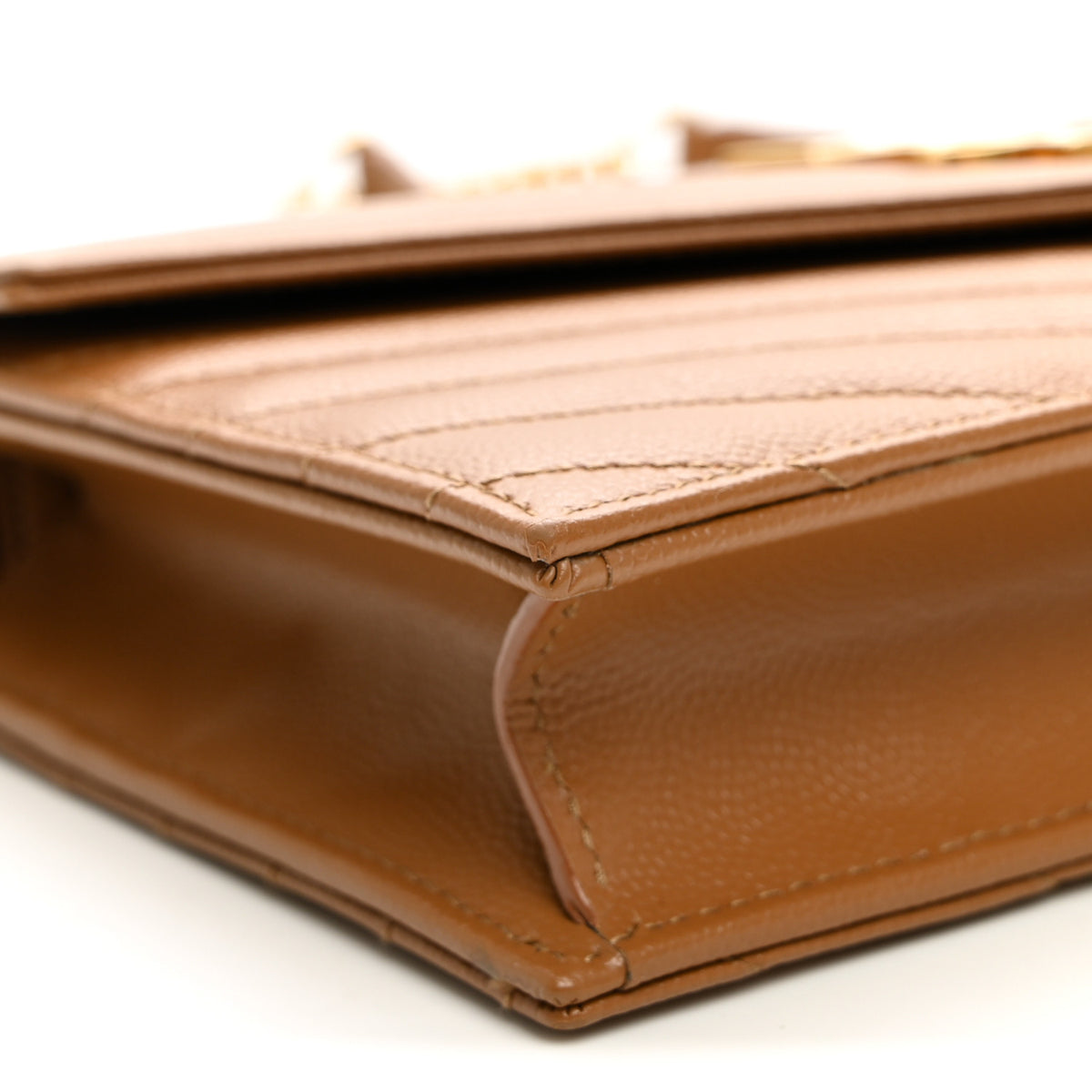 Saint Laurent Grain De Poudre Matelasse Chevron Monogram Envelope Chain Wallet Natural Dark 8 of 10