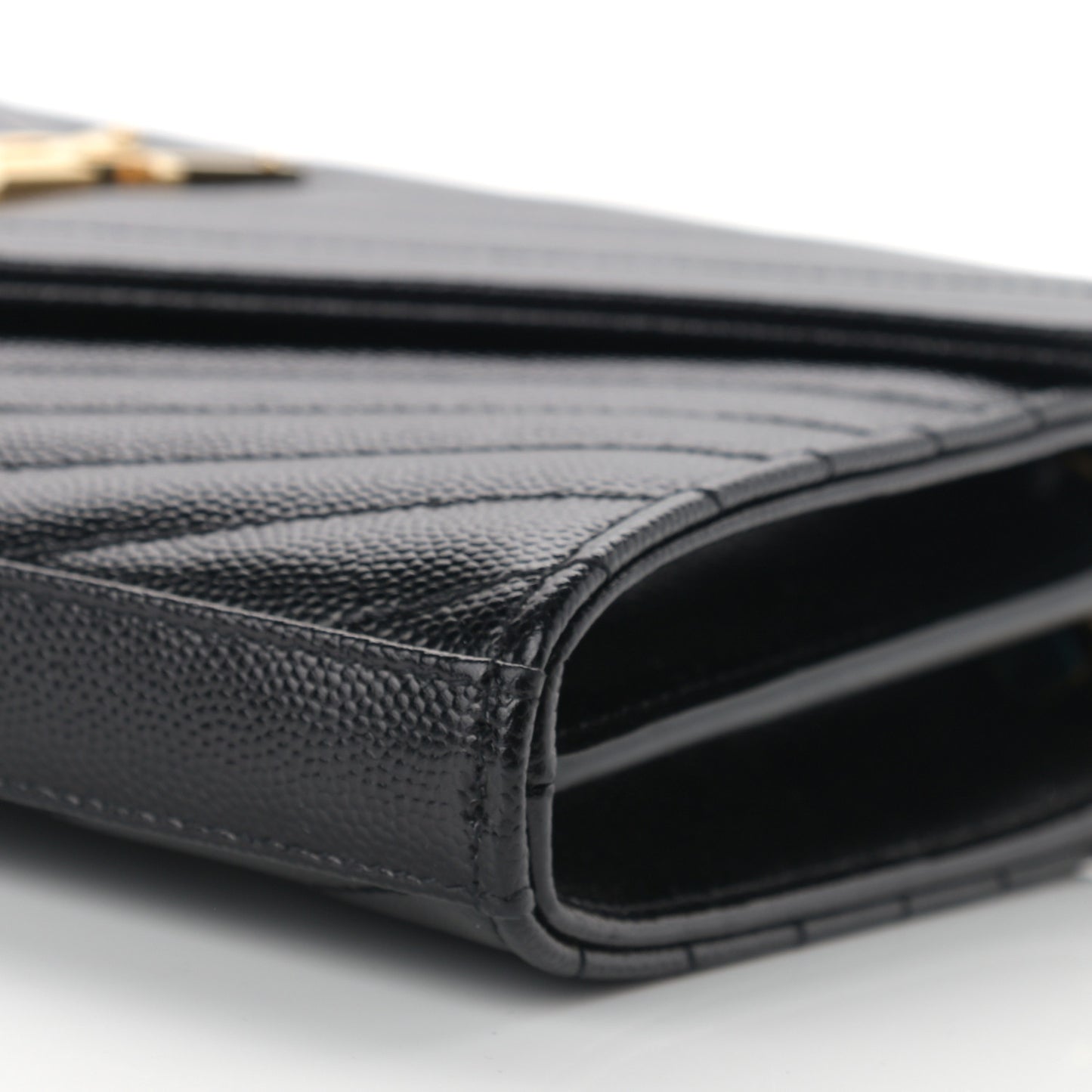 Grain De Poudre Matelasse Chevron Monogram Chain Wallet Black