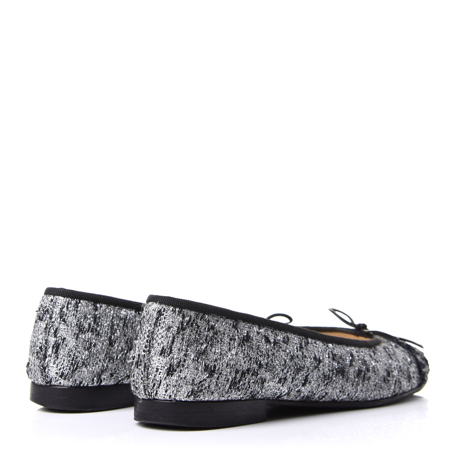 Chanel Tweed Sequin Cap Toe Ballerina Flats 38.5 Black Blue 4 of 9
