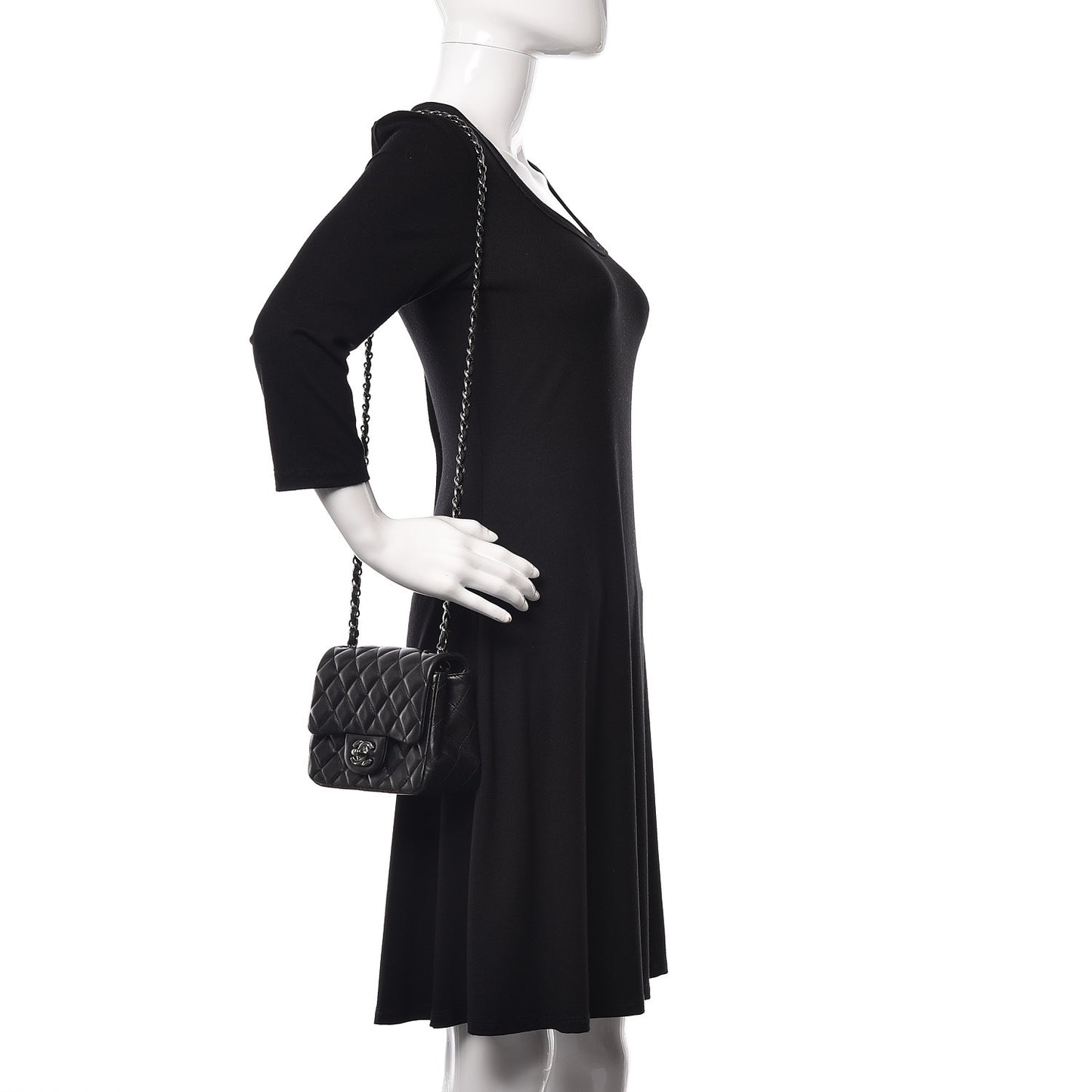 Lambskin Quilted Mini Square Flap Black