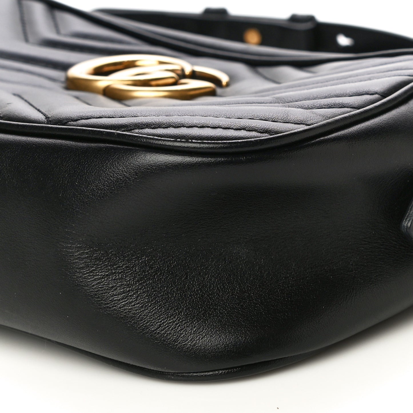 Calfskin Matelasse Small GG Marmont Chain Shoulder Bag Black