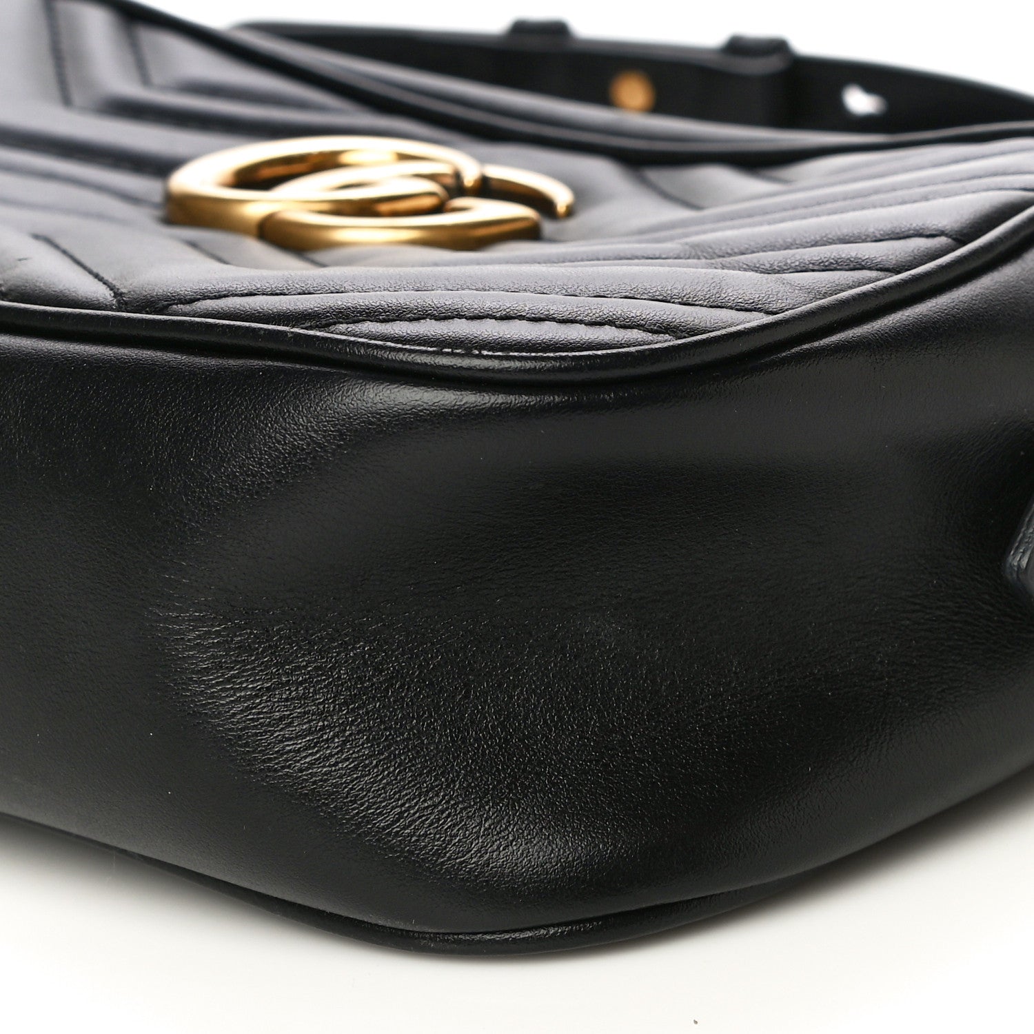 Gucci Calfskin Matelasse Small GG Marmont Chain Shoulder Bag Black 11 of 12