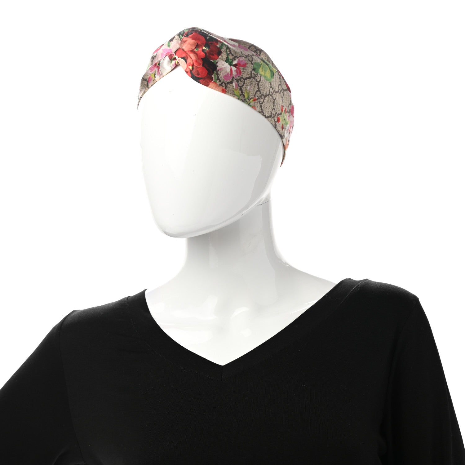 Gucci Silk Monogram Blooms Print Headband Antique Rose 2 of 5