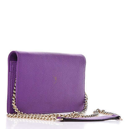 Gucci Pebbled Calfskin Soho Wallet on Chain Shine Purple 3 of 16