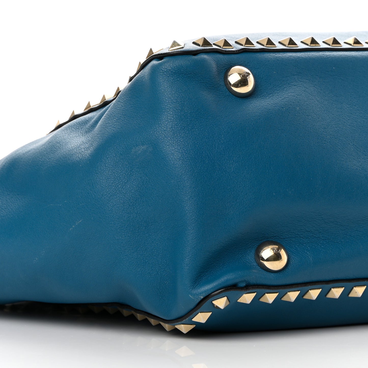 Calfskin Medium Rockstud Tote Blue