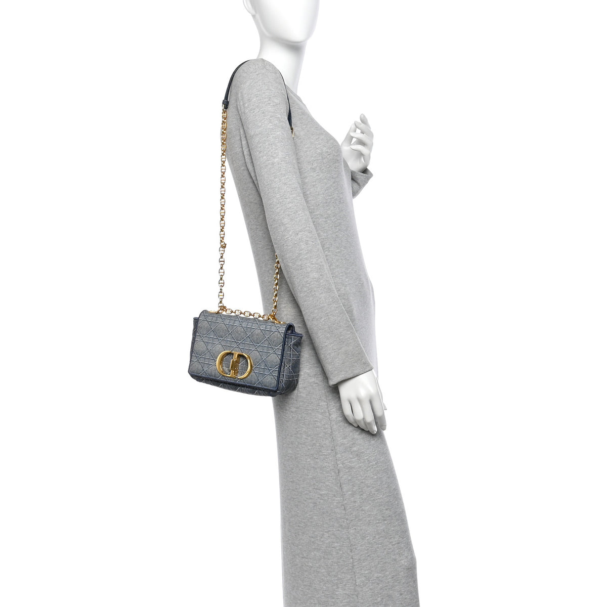 Christian Dior Denim Cannage Small Caro Bag Blue 2 of 10