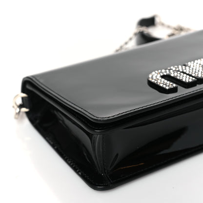 Miu Miu Patent Crystal Logo Mini Crossbody Black 7 of 8