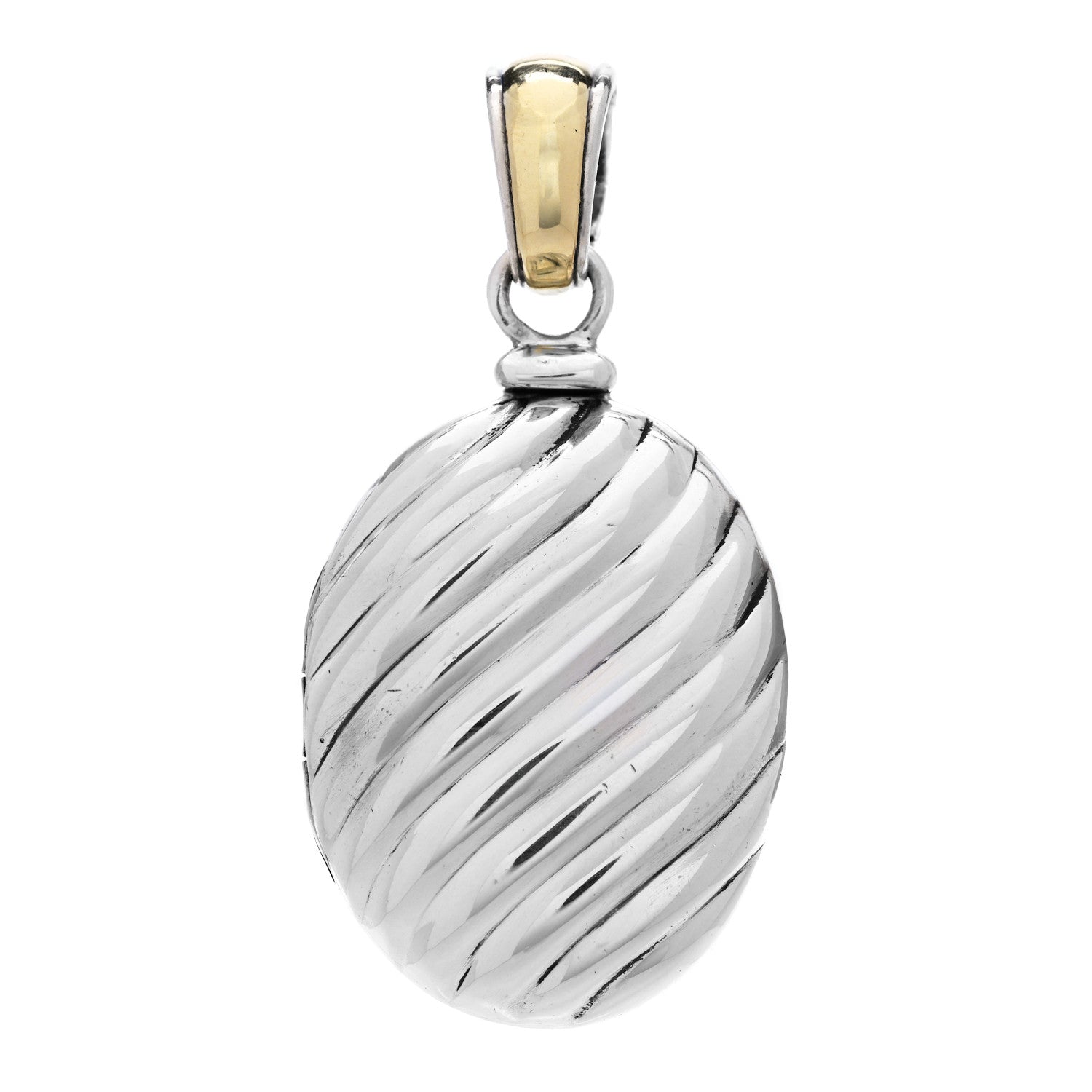 David Yurman Sterling Silver 18K Yellow Gold Oval Cable Locket Pendant 1 of 7