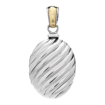 David Yurman Sterling Silver 18K Yellow Gold Oval Cable Locket Pendant 1 of 7