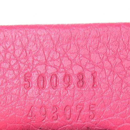 Gucci Pebbled Calfskin Medium Logo Portfolio Clutch Box Pink Green 7 of 7