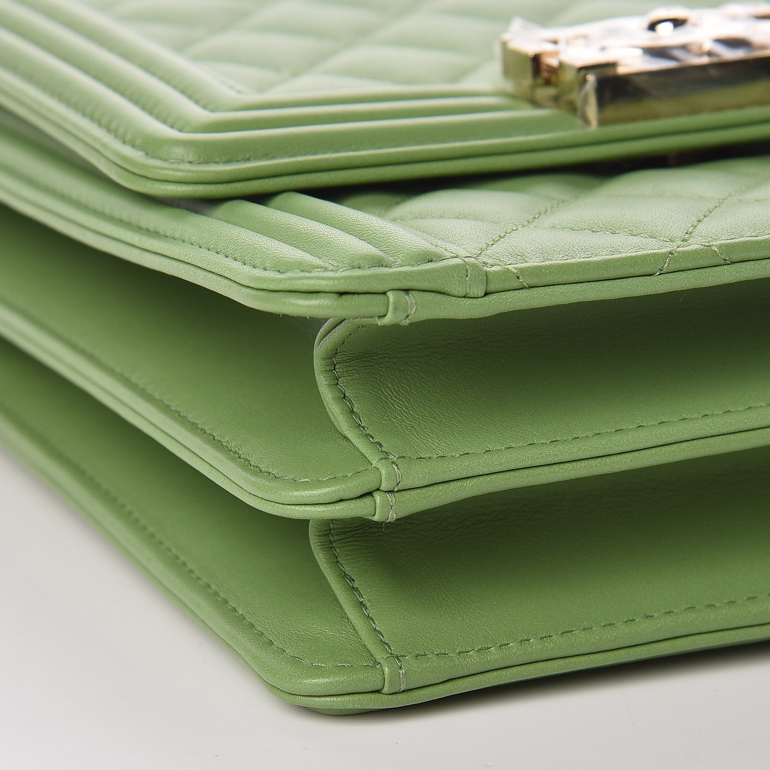 Chanel Calfskin Quilted North South Boy Flap Green 8 of 10