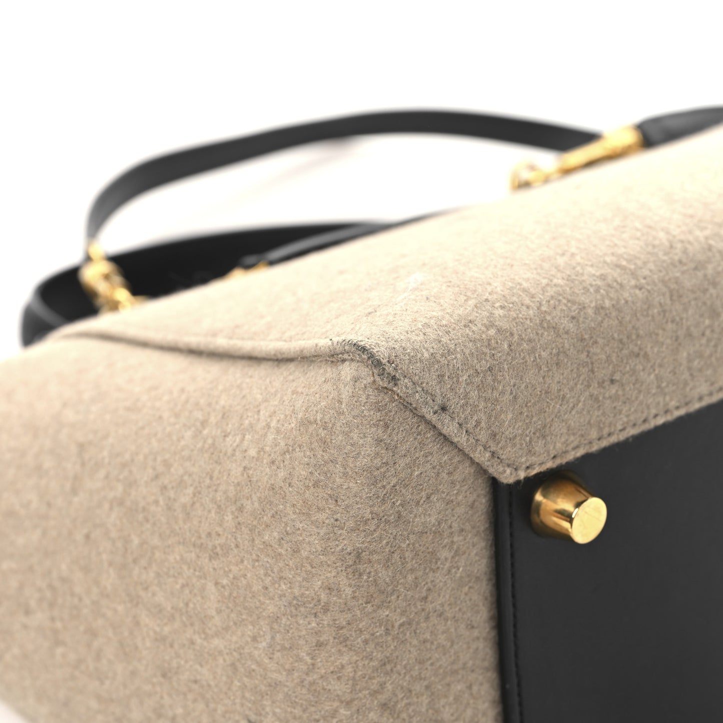 Felt Smooth Calfskin Mini Belt Bag Beige