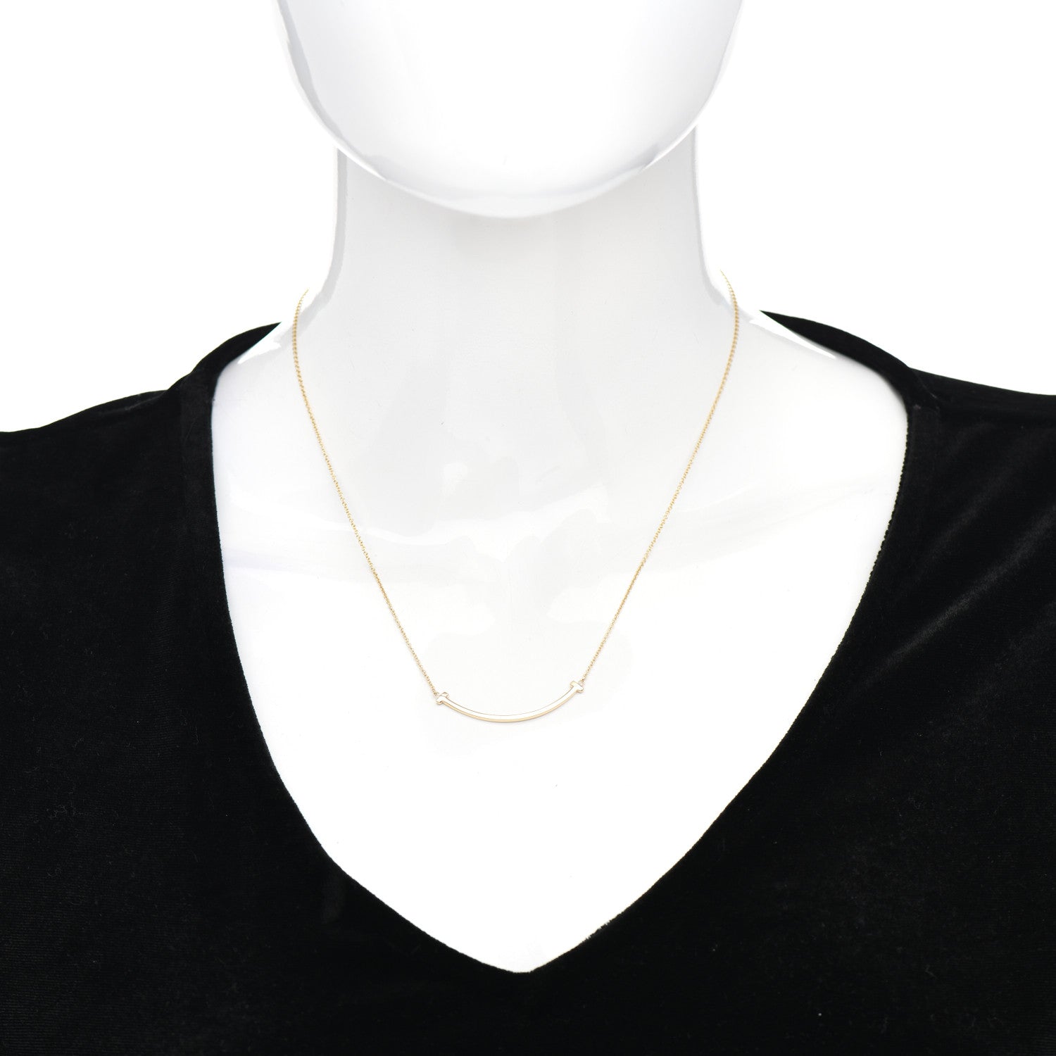 Tiffany 18K Yellow Gold Small T Smile Pendant Necklace 2 of 4
