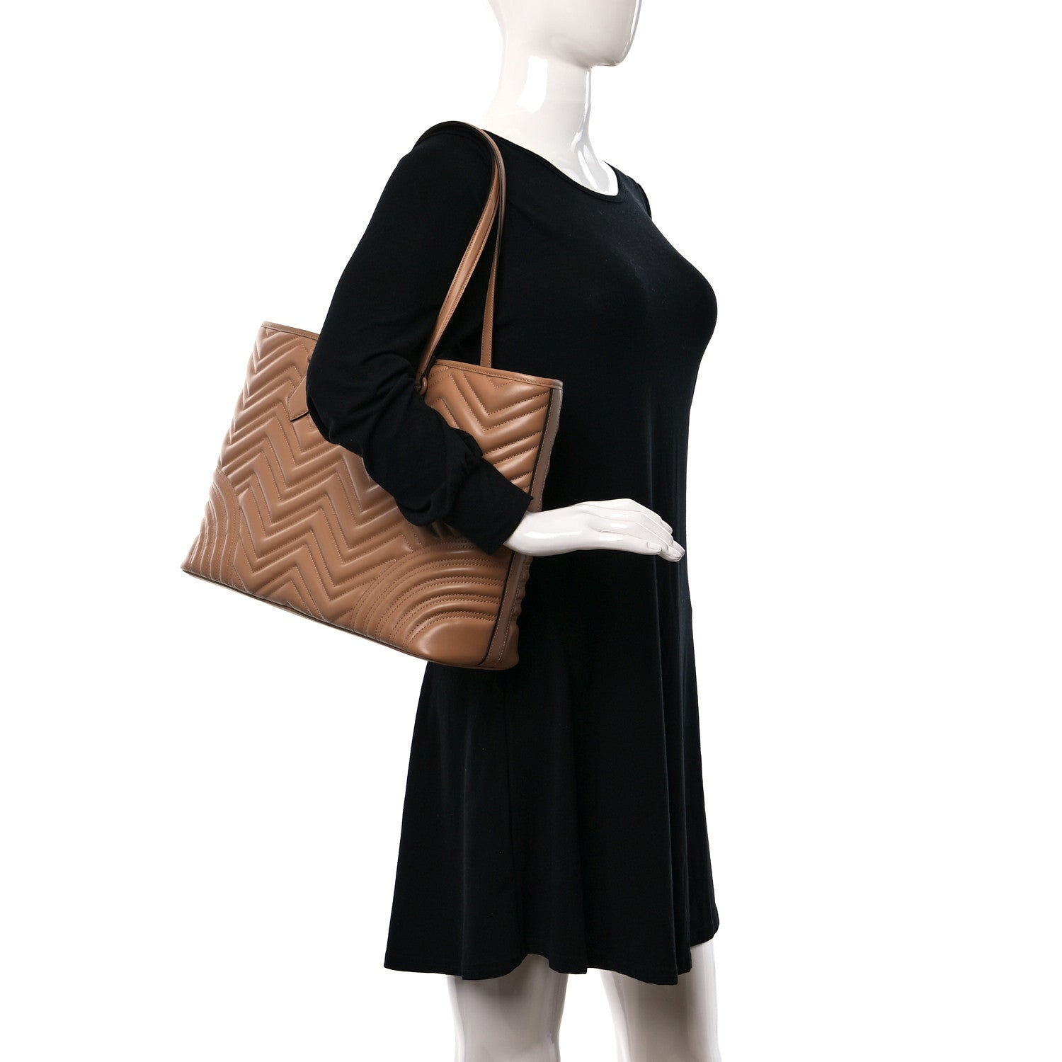 Gucci Calfskin Matelasse Monochrome GG Marmont Large Tote Camelia 2 of 9