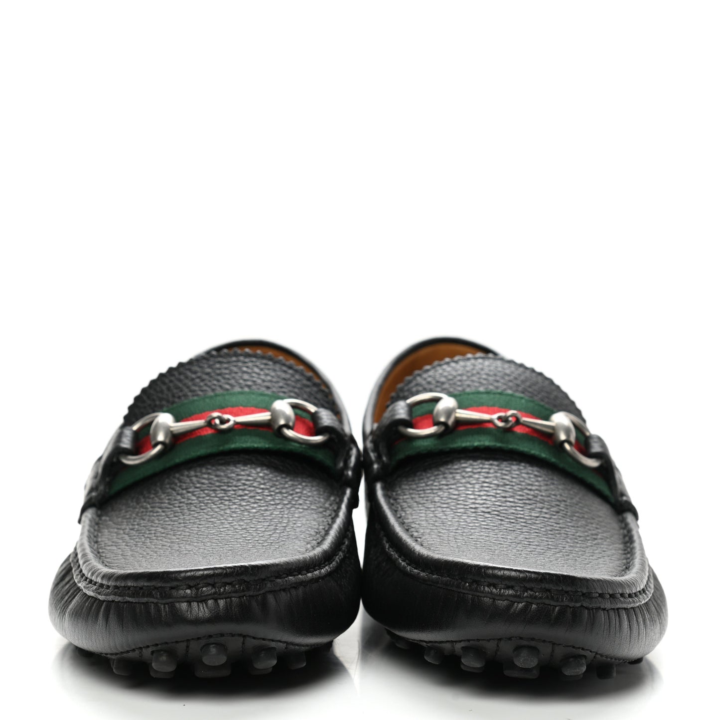 Calfskin Web Mens Horsebit Driver Loafers 8 Black