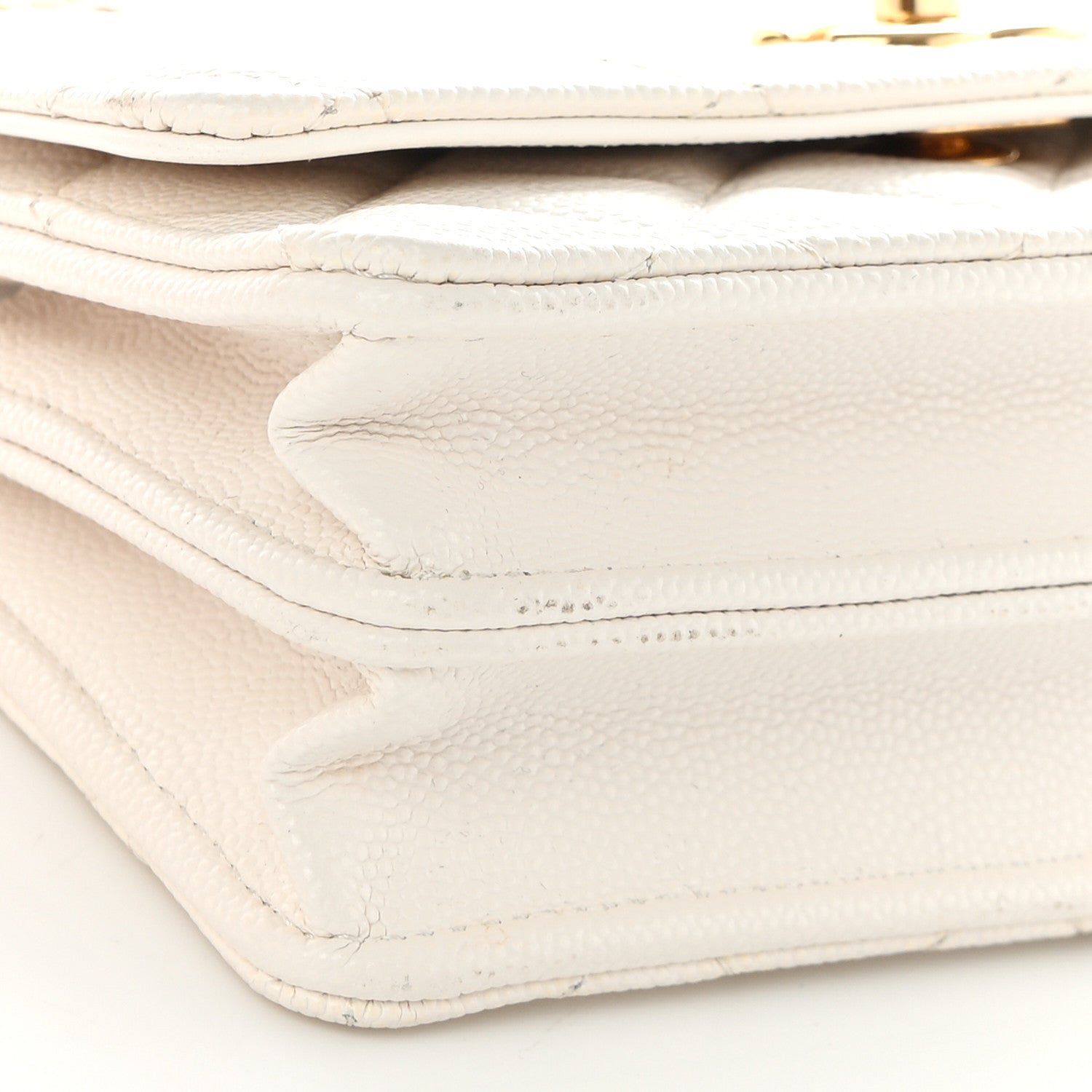 Chanel Shiny Caviar Quilted Flap Charm Small Wallet On Chain WOC White 12 of 15
