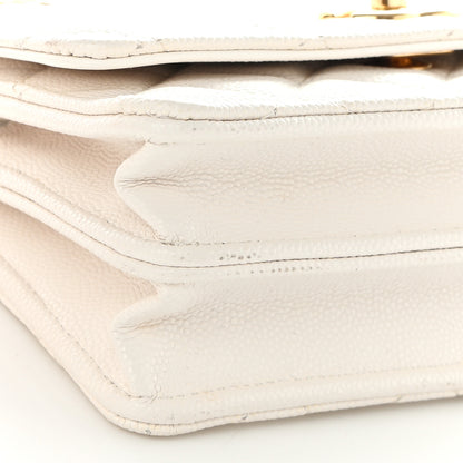 Chanel Shiny Caviar Quilted Flap Charm Small Wallet On Chain WOC White 12 of 15