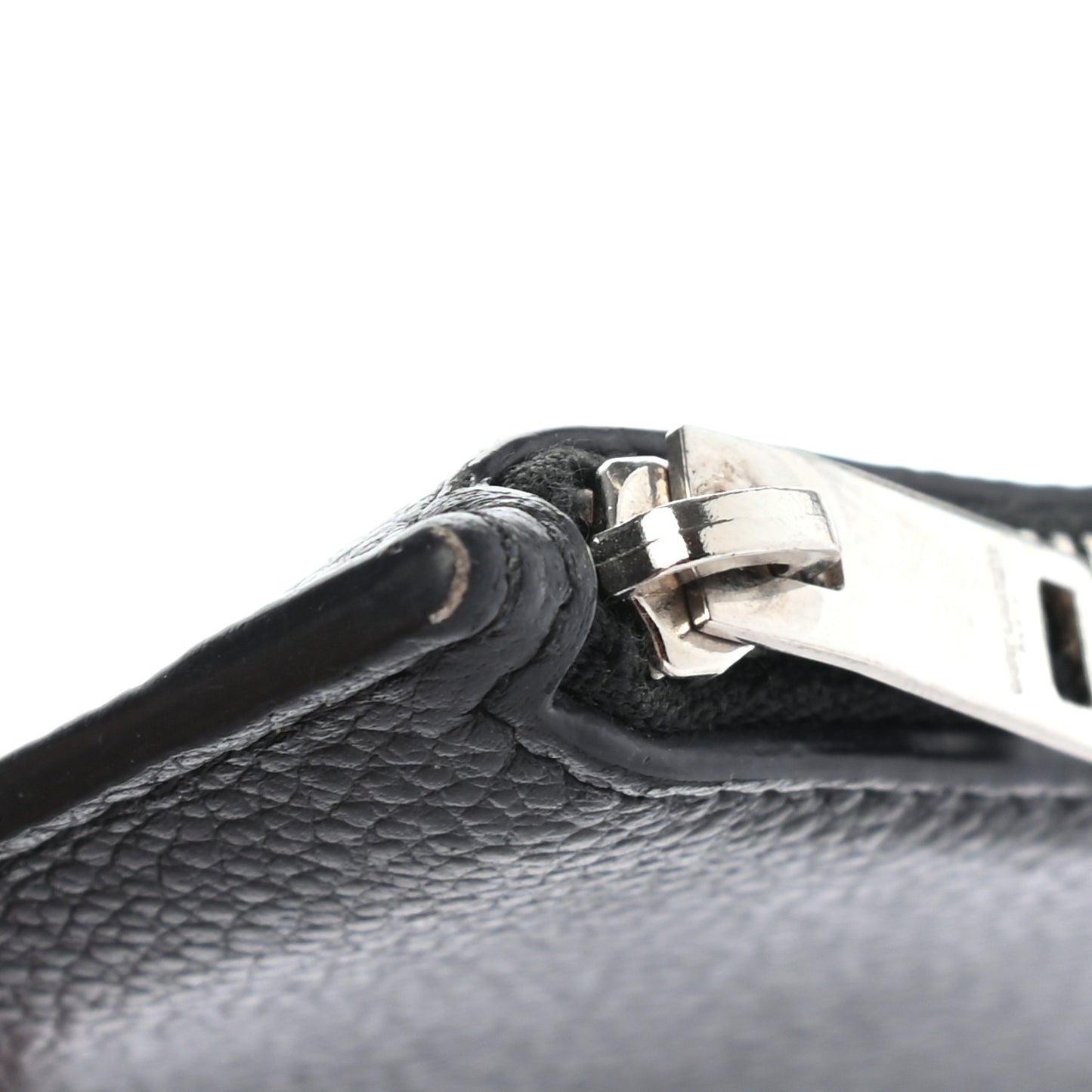 Grained Calfskin 5 Fragments Zip Pouch Card Holder Black