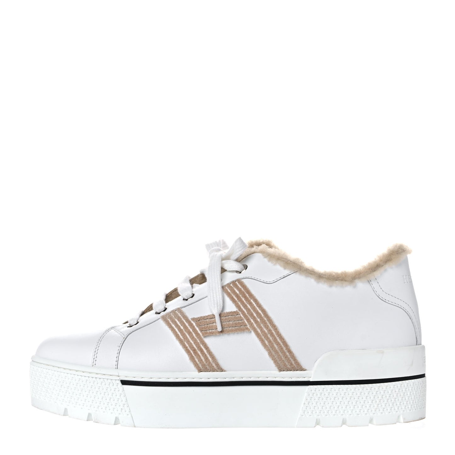 Calfskin Woolskin Dare Sneakers 40 White Ecru