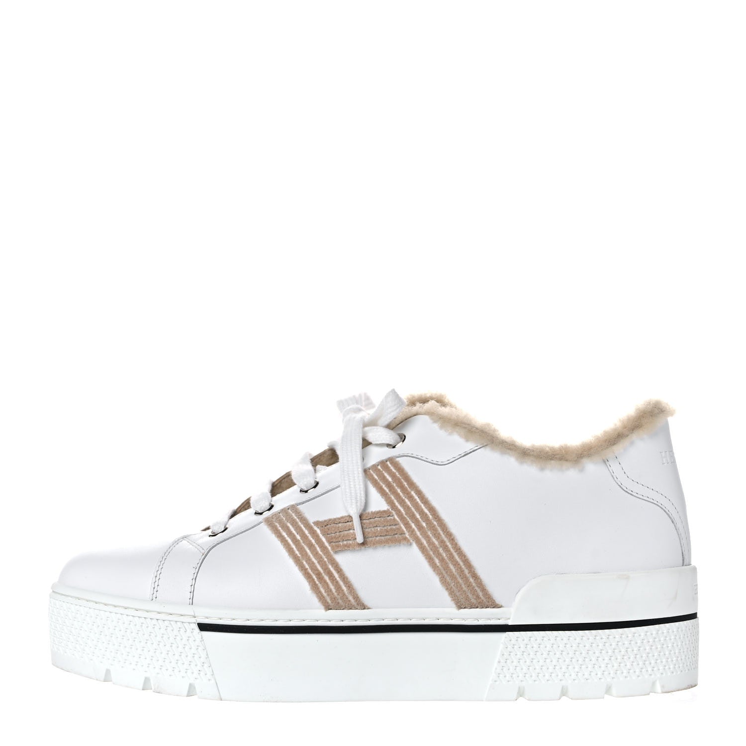 Hermes Calfskin Woolskin Dare Sneakers 40 White Ecru 1 of 13