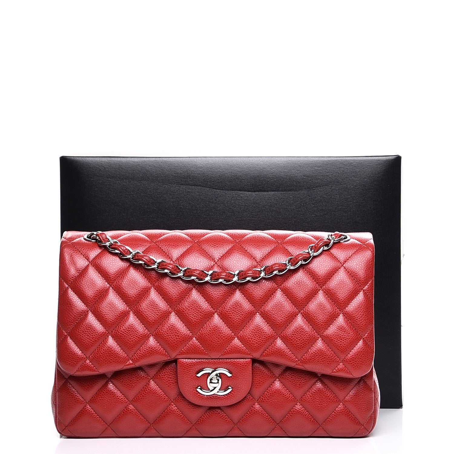 Chanel Caviar Quilted Jumbo Double Flap Red 9 of 9