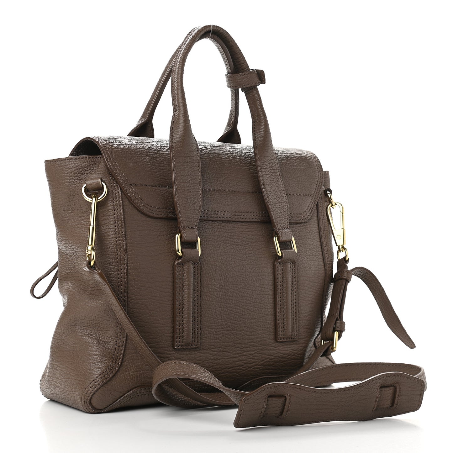 Textured Calfskin Medium Pashli Satchel Taupe