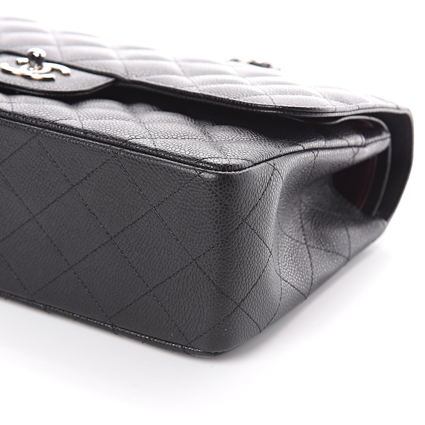 Caviar Quilted Jumbo Double Flap Black