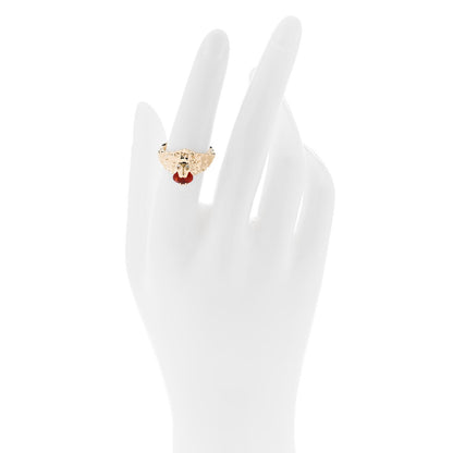 Gucci 18K Yellow Gold Diamond Fire Opal Lion Head Ring 53 6.25 2 of 6