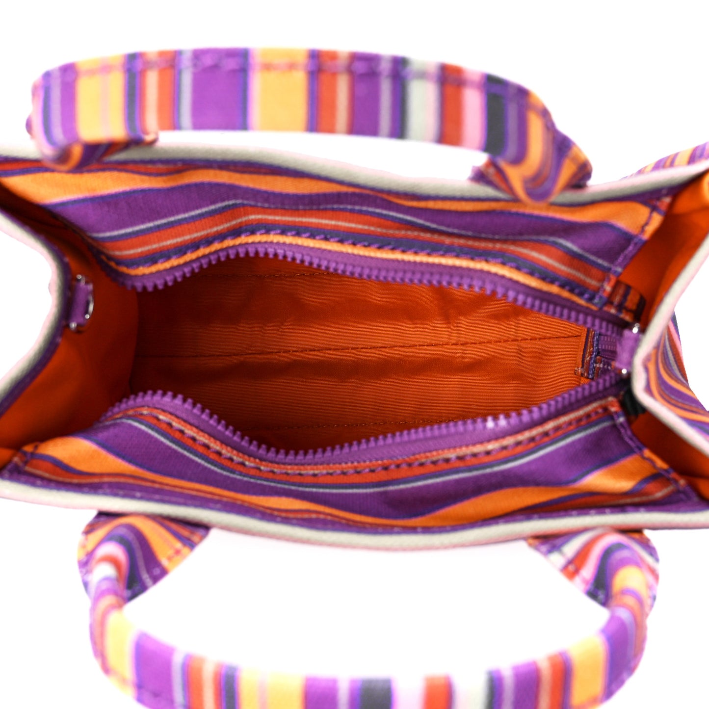 Cotton Canvas Striped Small The Traveler Tote Bag Purple Multicolor