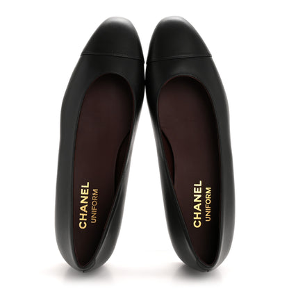 Chanel Lambskin Cap Toe CC Uniform Ballerina Flats 37 Black 2 of 10