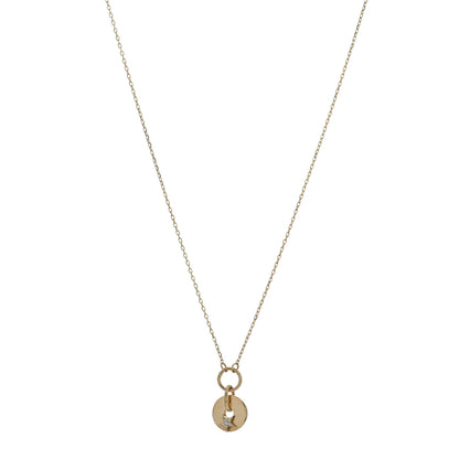 Foundrae 18K Yellow Gold Diamond Star Symbol Disk Drop Necklace 1 of 5